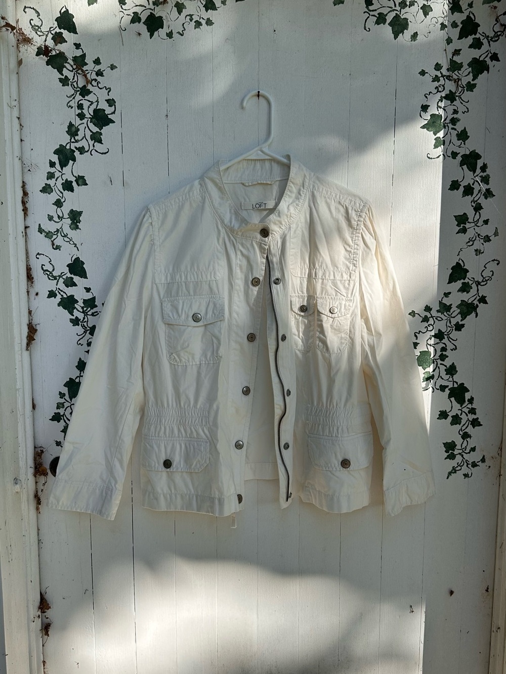 Vintage Y2K the Loft Lightweight Cream Utility Jacket with Silver Button
